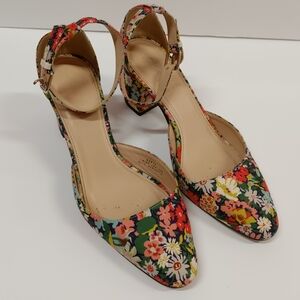 J. Crew x Liberty of London Floral Elliot Ankle Strap Heels   Thorpe Tana Print